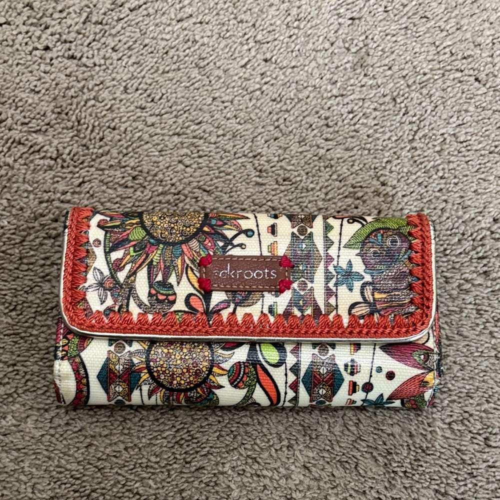 Sakroots Floral Canvas Wallet with Red Trim and Multicolor Print
